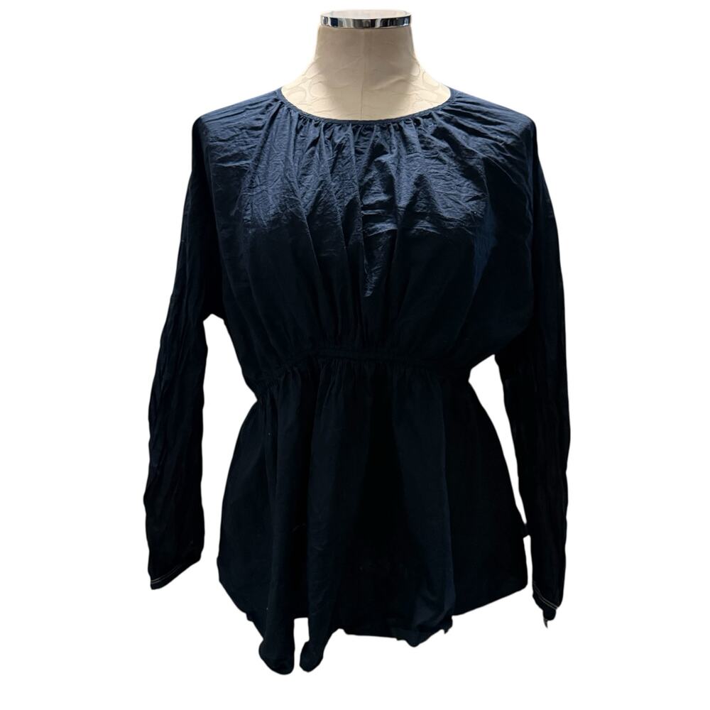 JW Anderson Womens Blouse Blue Cotton Elastic Waist Long Sleeve Tops Size Medium
